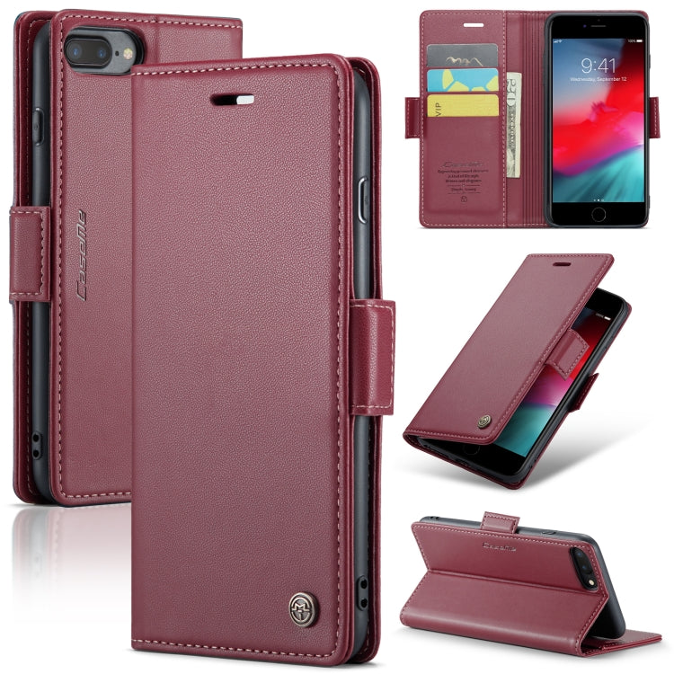 For iPhone 6 Plus/7 Plus/8 Plus CaseMe 023 Butterfly Buckle Litchi Texture RFID Anti-theft Leather Phone Case(Wine Red) - More iPhone Cases by CaseMe | Online Shopping South Africa | PMC Jewellery