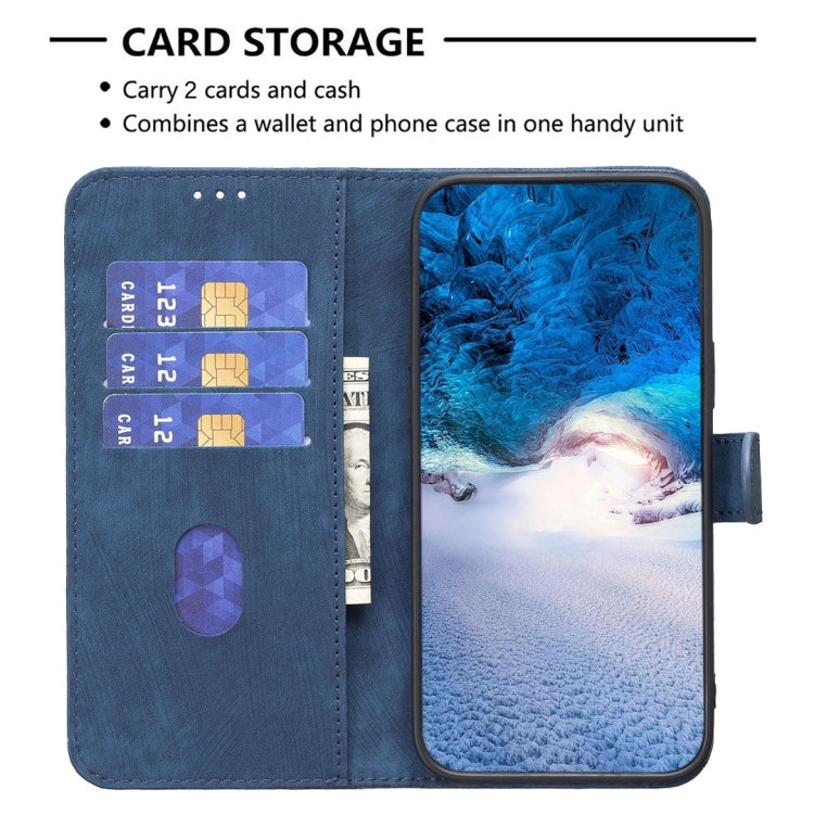 For iPhone 14 Plaid Embossed Leather Phone Case(Blue) - free shipping - PMC TechLife - Order now!