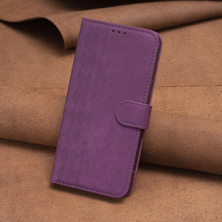 For iPhone 13 Pro Plaid Embossed Leather Phone Case(Purple) - free shipping - PMC TechLife - Order now!