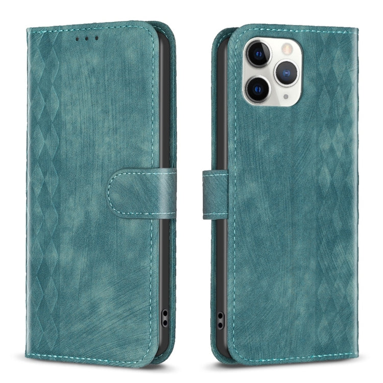 For iPhone 11 Pro Plaid Embossed Leather Phone Case(Green) - free shipping - PMC TechLife - Order now!