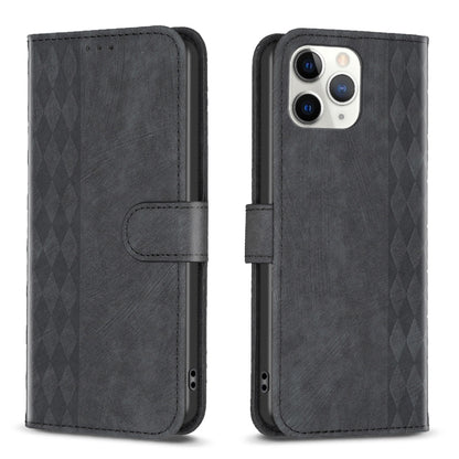 For iPhone 11 Pro Max Plaid Embossed Leather Phone Case(Black) - iPhone 11 Pro Max Cases by PMC Jewellery | Online Shopping South Africa | PMC Jewellery