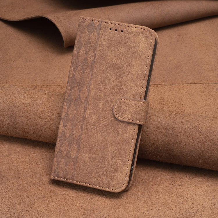 For iPhone SE 2022 / 7 / 8 Plaid Embossed Leather Phone Case(Brown) - free shipping - PMC TechLife - Order now!