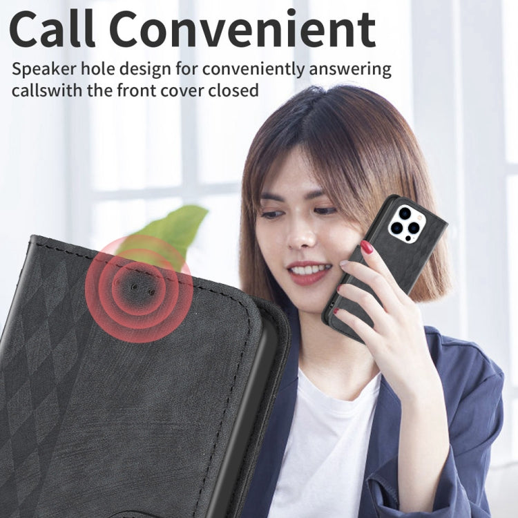 For iPhone 15 Pro Plaid Embossed Leather Phone Case(Black) - free shipping - PMC TechLife - Order now!