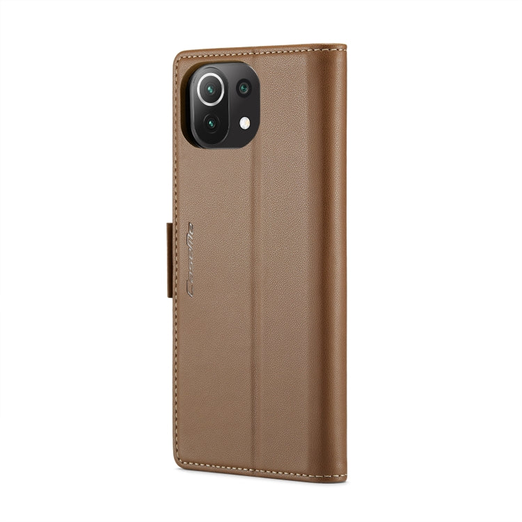 For Xiaomi Mi 11 Lite CaseMe 023 Butterfly Buckle Litchi Texture RFID Anti-theft Leather Phone Case(Brown) - Xiaomi Cases by CaseMe | Online Shopping South Africa | PMC Jewellery