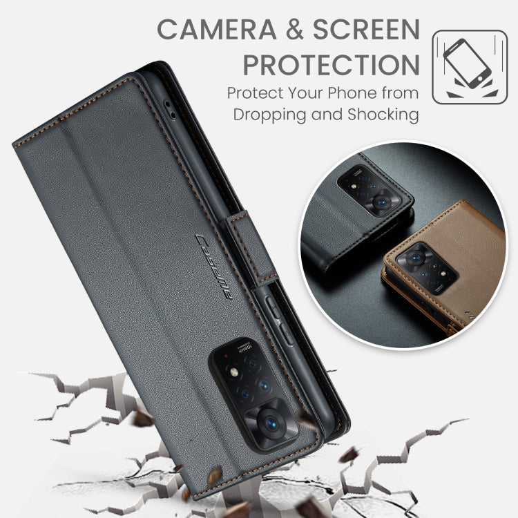 CaseMe 023 Butterfly Buckle Litchi Texture RFID Anti-theft Leather Phone Case For Xiaomi Redmi Note 11 Pro 5G Global/Redmi Note 11 Pro Global(Black) - free shipping - PMC TechLife - Order now!