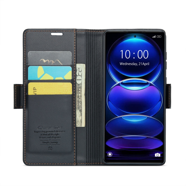 CaseMe 023 Butterfly Buckle Litchi Texture RFID Anti-theft Leather Phone Case For Xiaomi Poco X5 Pro 5G/Redmi Note 12 Pro 5G Global(Black) - free shipping - PMC TechLife - Order now!