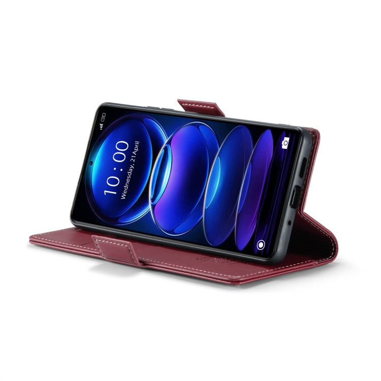 CaseMe 023 Butterfly Buckle Litchi Texture RFID Anti-theft Leather Phone Case For Xiaomi Poco X5 Pro 5G/Redmi Note 12 Pro 5G Global(Wine Red) - free shipping - PMC TechLife - Order now!
