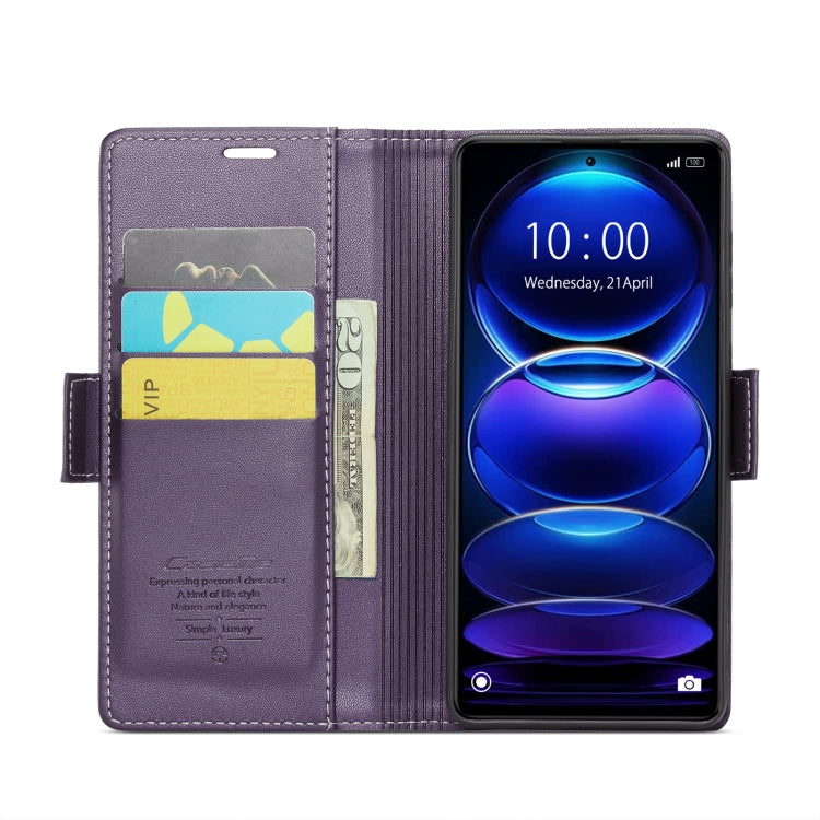 CaseMe 023 Butterfly Buckle Litchi Texture RFID Anti-theft Leather Phone Case For Xiaomi Poco X5 Pro 5G/Redmi Note 12 Pro 5G Global(Pearly Purple) - Xiaomi Cases by CaseMe | Online Shopping South Africa | PMC Jewellery