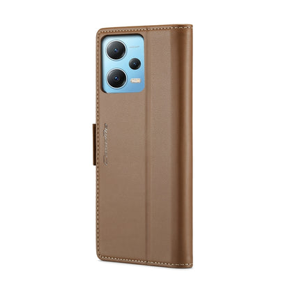 For Xiaomi Poco X5 5G/Redmi Note 12 5G Global CaseMe 023 Butterfly Buckle Litchi Texture RFID Anti-theft Leather Phone Case(Brown) - Xiaomi Cases by CaseMe | Online Shopping South Africa | PMC Jewellery