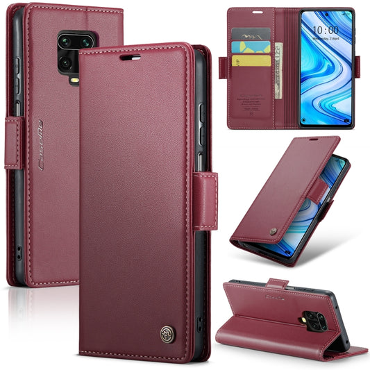 For Xiaomi Redmi Note 9S/Note 9 Pro/Note 9 Pro Max CaseMe 023 Butterfly Buckle Litchi Texture RFID Anti-theft Leather Phone Case(Wine Red) - Xiaomi Cases by CaseMe | Online Shopping South Africa | PMC Jewellery