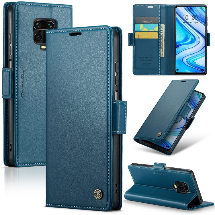 For Xiaomi Redmi Note 9S/Note 9 Pro/Note 9 Pro Max CaseMe 023 Butterfly Buckle Litchi Texture RFID Anti-theft Leather Phone Case(Blue) - Xiaomi Cases by CaseMe | Online Shopping South Africa | PMC Jewellery