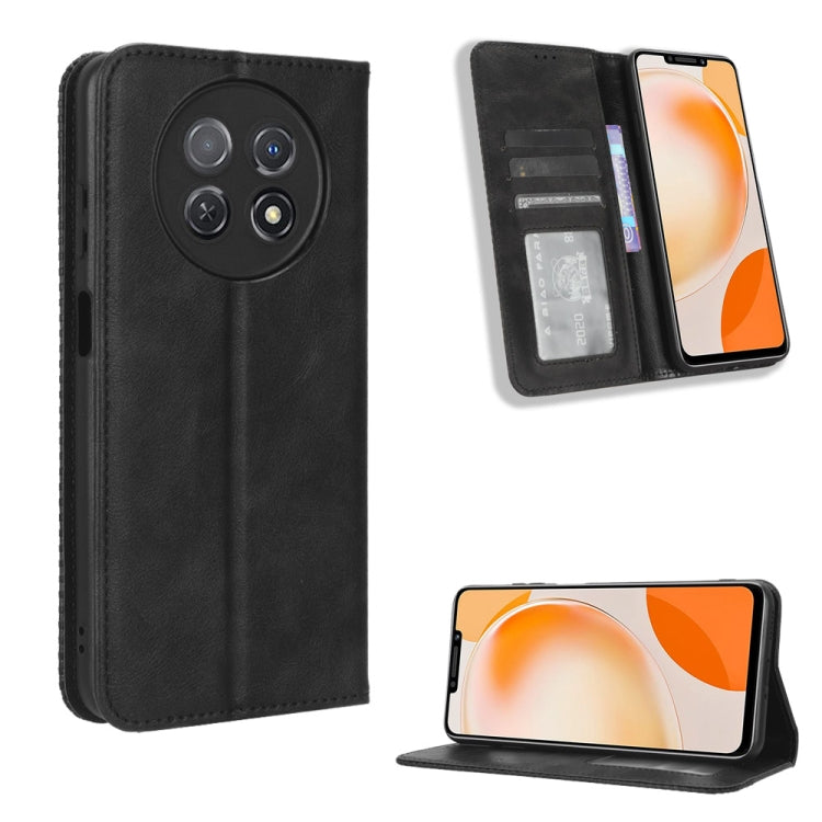 For Huawei Enjoy 60X Magnetic Buckle Retro Texture Leather Phone Case(Black) - Huawei Cases by PMC Jewellery | Online Shopping South Africa | PMC Jewellery