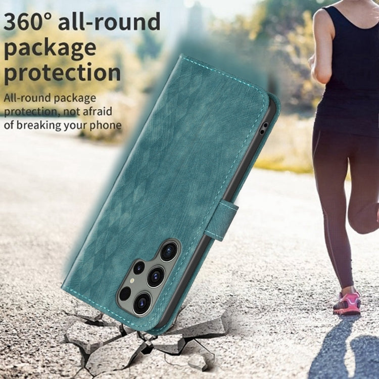 For Samsung Galaxy S23 Ultra 5G Plaid Embossed Leather Phone Case(Green) - free shipping - PMC TechLife - Order now!