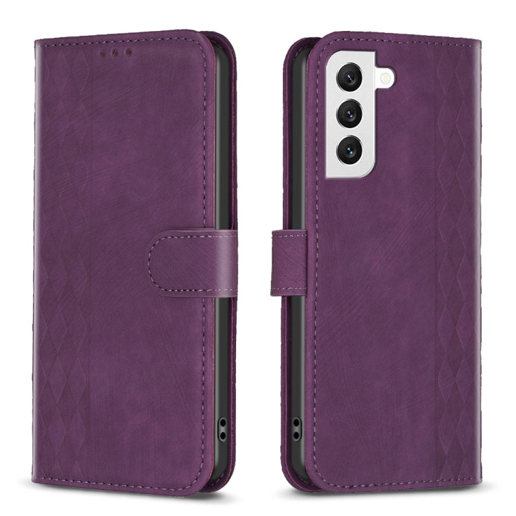 For Samsung Galaxy S22 5G Plaid Embossed Leather Phone Case(Purple) - free shipping - PMC TechLife - Order now!