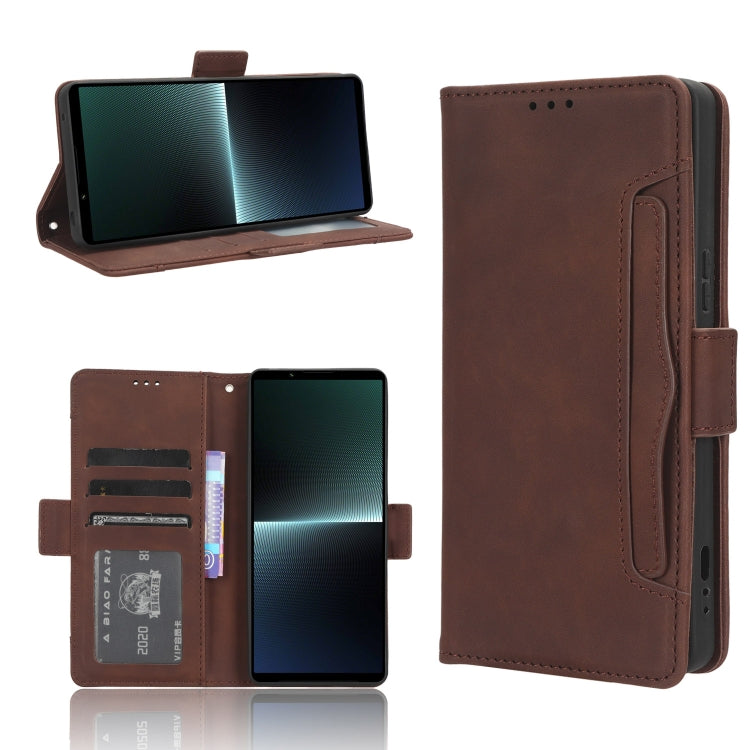 For Sony Xperia 1 V Skin Feel Calf Texture Card Slots Leather Phone Case(Brown) - Sony Cases by PMC Jewellery | Online Shopping South Africa | PMC Jewellery