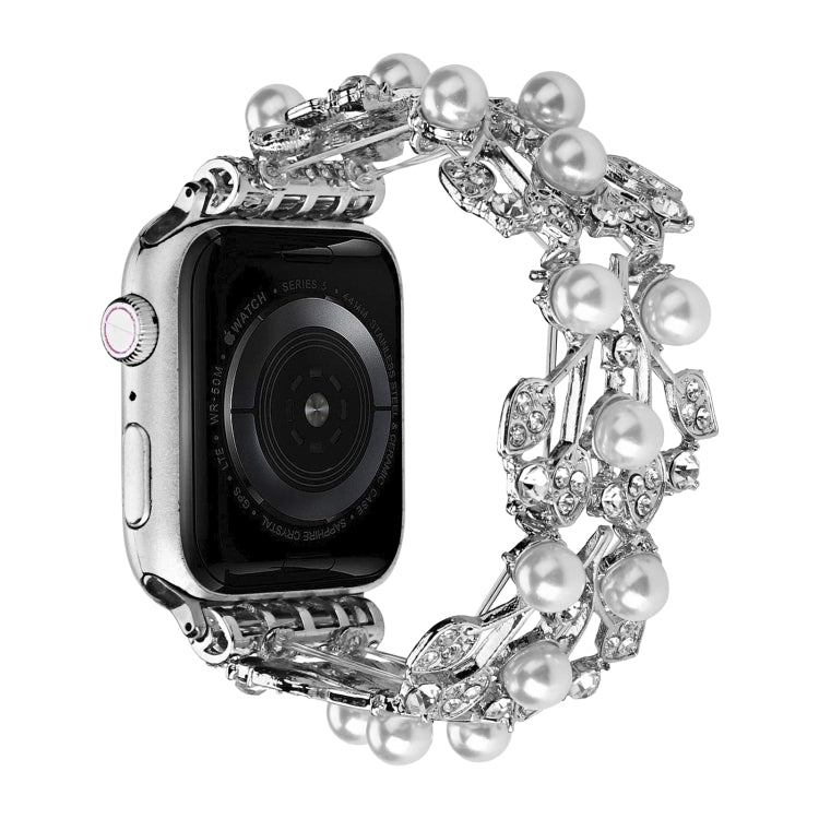 Four-leaf Bead Metal Watch Band For Apple Watch 42mm(Silver) - Watch Bands by PMC TechLife | Online Shopping South Africa | PMC TechLife