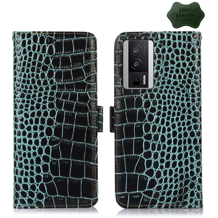 For Xiaomi Redmi K60 / K60 Pro 5G / Poco F5 Pro Crocodile Top Layer Cowhide Leather Phone Case(Green) - Xiaomi Cases by PMC TechLife | Online Shopping South Africa | PMC TechLife