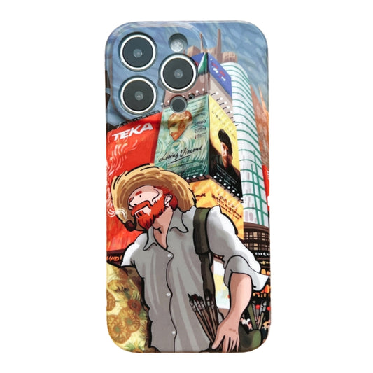 For iPhone 14 Precise Hole Oil Painting Pattern PC Phone Case(Edifice) - iPhone 14 Cases by PMC Jewellery | Online Shopping South Africa | PMC Jewellery