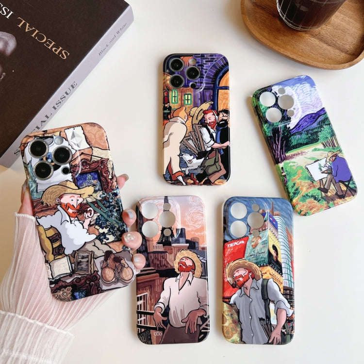 For iPhone 14 Pro Max Precise Hole Oil Painting Pattern PC Phone Case(Puppy) - iPhone 14 Pro Max Cases by PMC TechLife | Online Shopping South Africa | PMC TechLife