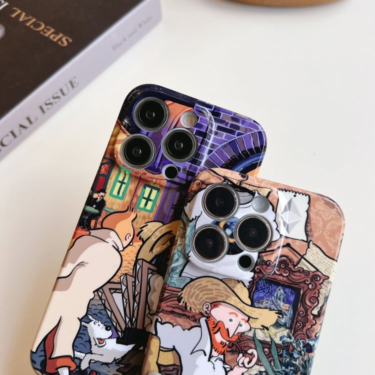 For iPhone 14 Pro Max Precise Hole Oil Painting Pattern PC Phone Case(Puppy) - iPhone 14 Pro Max Cases by PMC TechLife | Online Shopping South Africa | PMC TechLife