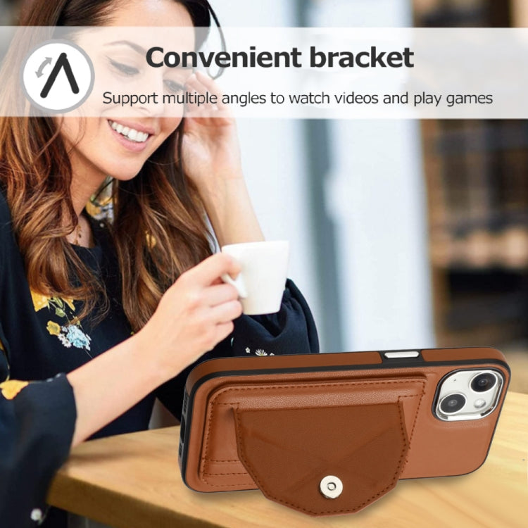 For iPhone 14 Shockproof Leather Phone Case with Card Holder(Brown) - iPhone 14 Cases by PMC Jewellery | Online Shopping South Africa | PMC Jewellery