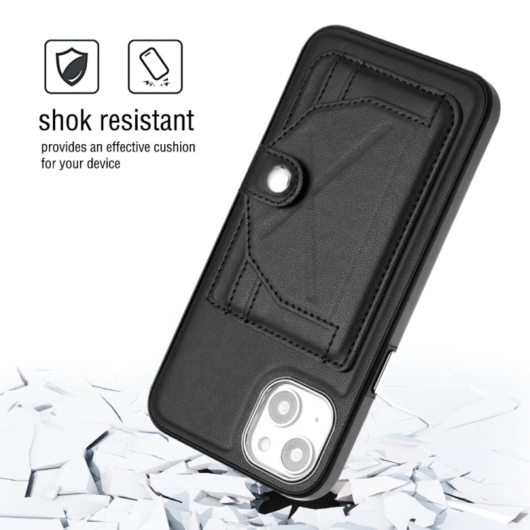 For iPhone 14 Plus Shockproof Leather Phone Case with Card Holder(Black) - iPhone 14 Plus Cases by PMC Jewellery | Online Shopping South Africa | PMC Jewellery