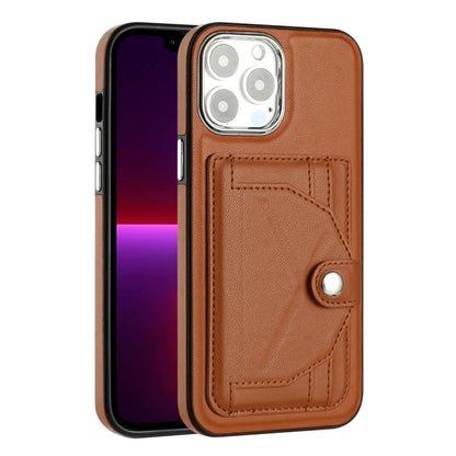 For iPhone 13 Pro Max Shockproof Leather Phone Case with Card Holder(Brown) - iPhone 13 Pro Max Cases by PMC Jewellery | Online Shopping South Africa | PMC Jewellery