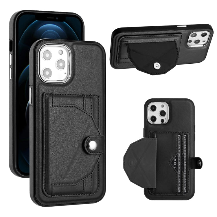 For iPhone 12 Pro Max Shockproof Leather Phone Case with Card Holder(Black) - iPhone 12 Pro Max Cases by PMC Jewellery | Online Shopping South Africa | PMC Jewellery