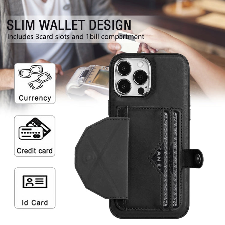 For iPhone 15 Pro Max Shockproof Leather Phone Case with Card Holder(Black) - iPhone 15 Pro Max Cases by PMC Jewellery | Online Shopping South Africa | PMC Jewellery