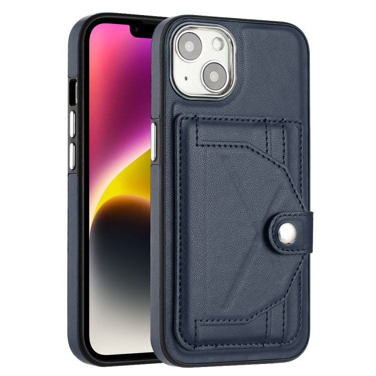 For iPhone 15 Shockproof Leather Phone Case with Card Holder(Blue) - iPhone 15 Cases by PMC Jewellery | Online Shopping South Africa | PMC Jewellery