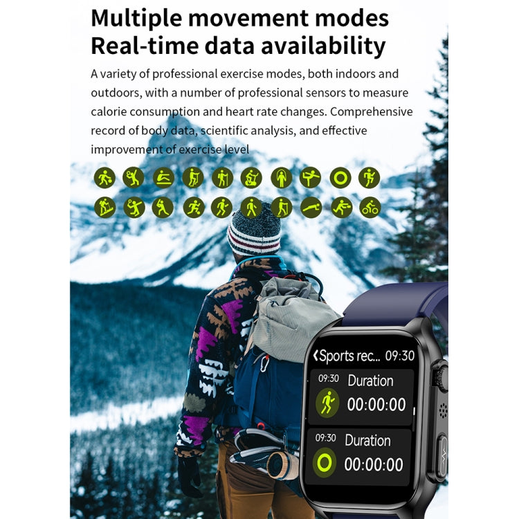 TK12 1.96 inch IP67 Waterproof Silicone Band Smart Watch Supports ECG / Remote Families Care / Bluetooth Call / Body Temperature Monitoring(Black) - Smart Watches by PMC TechLife | Online Shopping South Africa | PMC TechLife