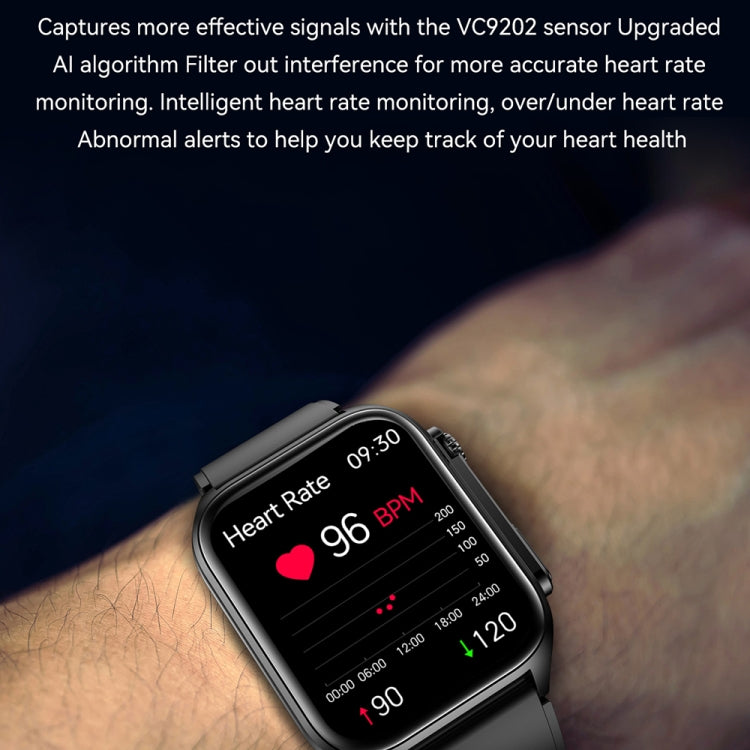 TK12 1.96 inch IP67 Waterproof Silicone Band Smart Watch Supports ECG / Remote Families Care / Bluetooth Call / Body Temperature Monitoring(Black) - Smart Watches by PMC TechLife | Online Shopping South Africa | PMC TechLife