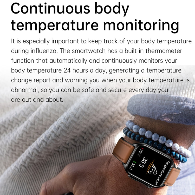 TK12 1.96 inch IP67 Waterproof Silicone Band Smart Watch Supports ECG / Remote Families Care / Bluetooth Call / Body Temperature Monitoring(Black) - Smart Watches by PMC TechLife | Online Shopping South Africa | PMC TechLife