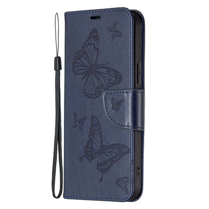 For Xiaomi Redmi 12 4G Two Butterflies Embossing Leather Phone Case(Blue) - Xiaomi Cases by PMC Jewellery | Online Shopping South Africa | PMC Jewellery