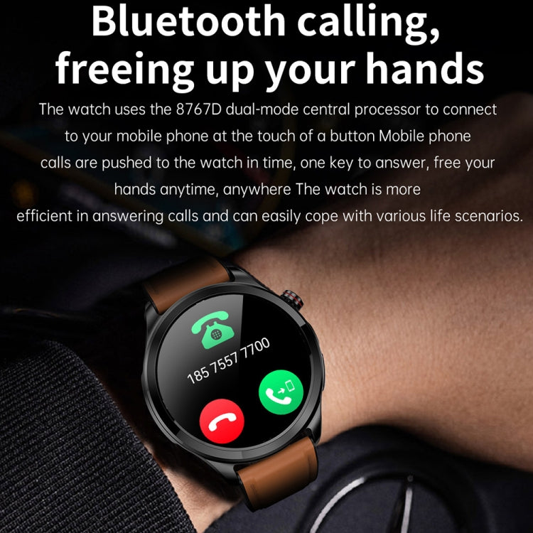 TK22 1.39 inch IP67 Waterproof Leather Band Smart Watch Supports ECG / Non-invasive Blood Sugar(Brown) - Smart Watches by PMC TechLife | Online Shopping South Africa | PMC TechLife