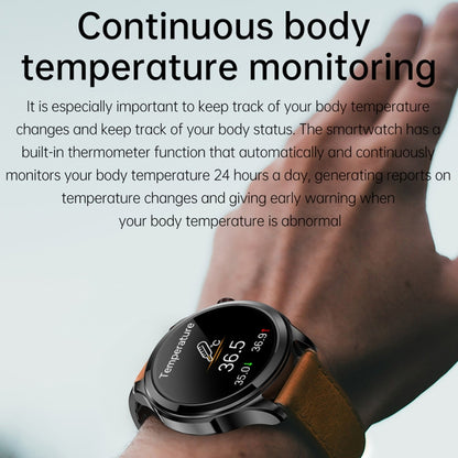 TK22 1.39 inch IP67 Waterproof Leather Band Smart Watch Supports ECG / Non-invasive Blood Sugar(Black) - Smart Watches by PMC Jewellery | Online Shopping South Africa | PMC Jewellery