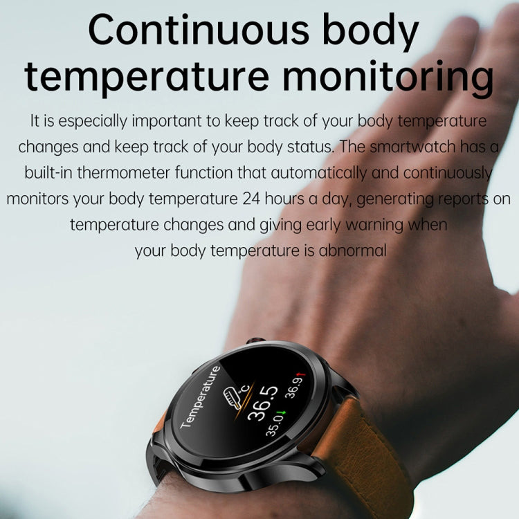TK22 1.39 inch IP67 Waterproof Leather Band Smart Watch Supports ECG / Non-invasive Blood Sugar(Brown) - Smart Watches by PMC TechLife | Online Shopping South Africa | PMC TechLife