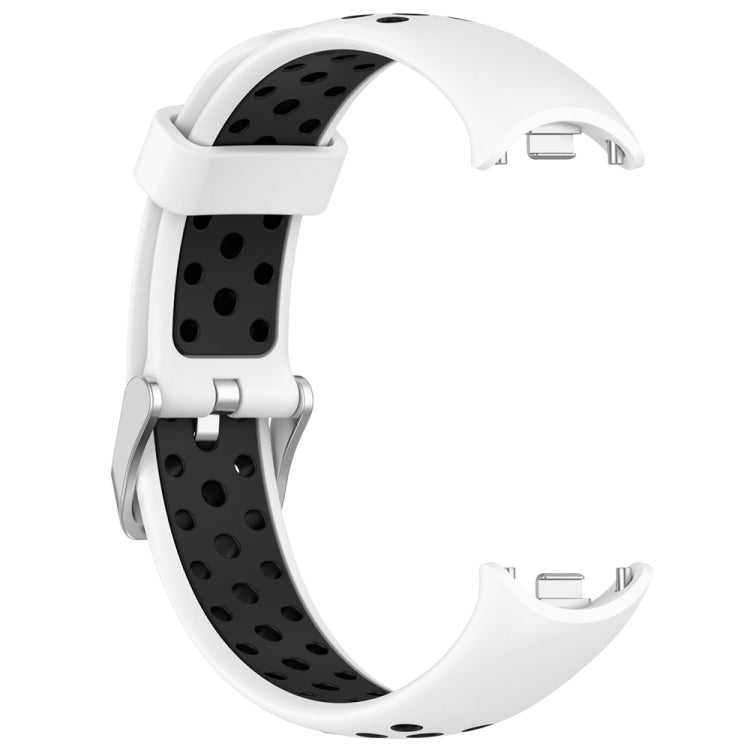 For Xiaomi Mi Band 8 Two-color Steel Plug Silicone Watch Band(White Black) - Watch Bands by PMC TechLife | Online Shopping South Africa | PMC TechLife