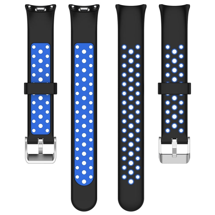 For Xiaomi Mi Band 8 Two-color Steel Plug Silicone Watch Band(Black Blue) - Watch Bands by PMC TechLife | Online Shopping South Africa | PMC TechLife