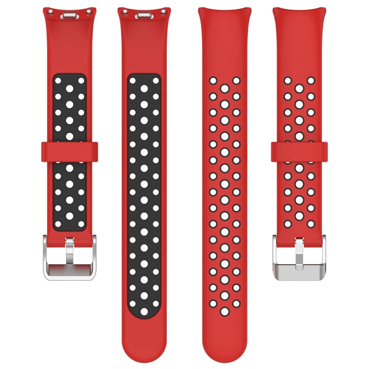 For Xiaomi Mi Band 8 Two-color Steel Plug Silicone Watch Band(Red Black) - Watch Bands by PMC Jewellery | Online Shopping South Africa | PMC Jewellery