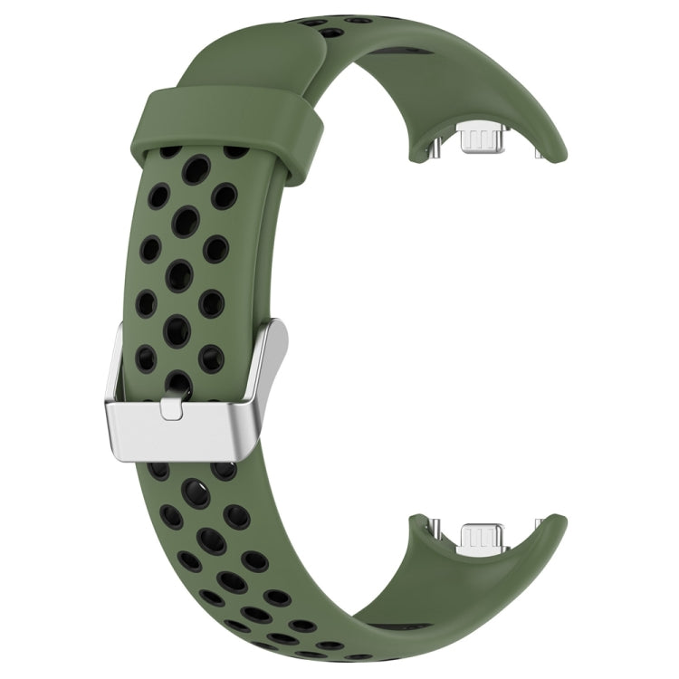 For Xiaomi Mi Band 8 Two-color Steel Plug Silicone Watch Band(Army Green Black) - Watch Bands by PMC Jewellery | Online Shopping South Africa | PMC Jewellery