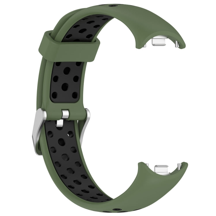 For Xiaomi Mi Band 8 Two-color Steel Plug Silicone Watch Band(Army Green Black) - Watch Bands by PMC TechLife | Online Shopping South Africa | PMC TechLife