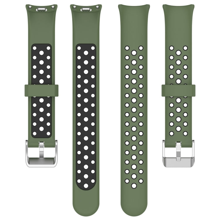 For Xiaomi Mi Band 8 Two-color Steel Plug Silicone Watch Band(Army Green Black) - Watch Bands by PMC Jewellery | Online Shopping South Africa | PMC Jewellery