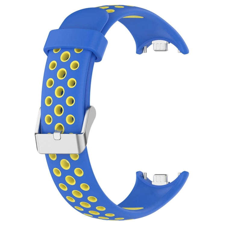 For Xiaomi Mi Band 8 Two-color Steel Plug Silicone Watch Band(Blue Yellow) - Watch Bands by PMC TechLife | Online Shopping South Africa | PMC TechLife