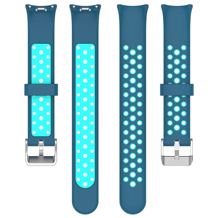 For Xiaomi Mi Band 8 Two-color Steel Plug Silicone Watch Band(Blue Teal) - Watch Bands by PMC TechLife | Online Shopping South Africa | PMC TechLife