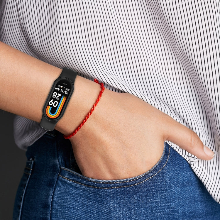 For Xiaomi Mi Band 8 Two-color Steel Plug Silicone Watch Band(Black Grey) - Watch Bands by PMC TechLife | Online Shopping South Africa | PMC TechLife