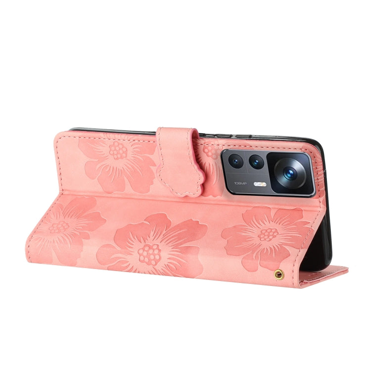 For Xiaomi 12T  / 12T Pro Flower Embossing Pattern Leather Phone Case(Pink) - Xiaomi Cases by PMC Jewellery | Online Shopping South Africa | PMC Jewellery