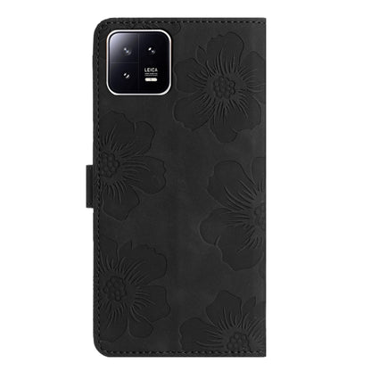 For Xiaomi 13 Flower Embossing Pattern Leather Phone Case(Black) - 13 Cases by PMC Jewellery | Online Shopping South Africa | PMC Jewellery