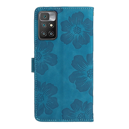 For Xiaomi Redmi 10 Flower Embossing Pattern Leather Phone Case(Blue) - Xiaomi Cases by PMC Jewellery | Online Shopping South Africa | PMC Jewellery