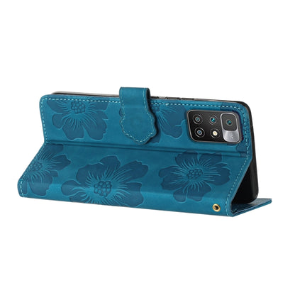 For Xiaomi Redmi 10 Flower Embossing Pattern Leather Phone Case(Blue) - Xiaomi Cases by PMC Jewellery | Online Shopping South Africa | PMC Jewellery